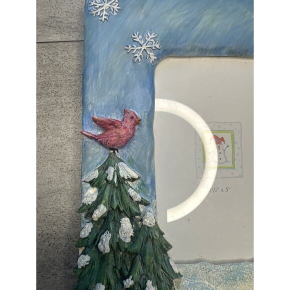 Christmas Snowman Red Cardinal Picture Frame Snow - Picture 3 of 6